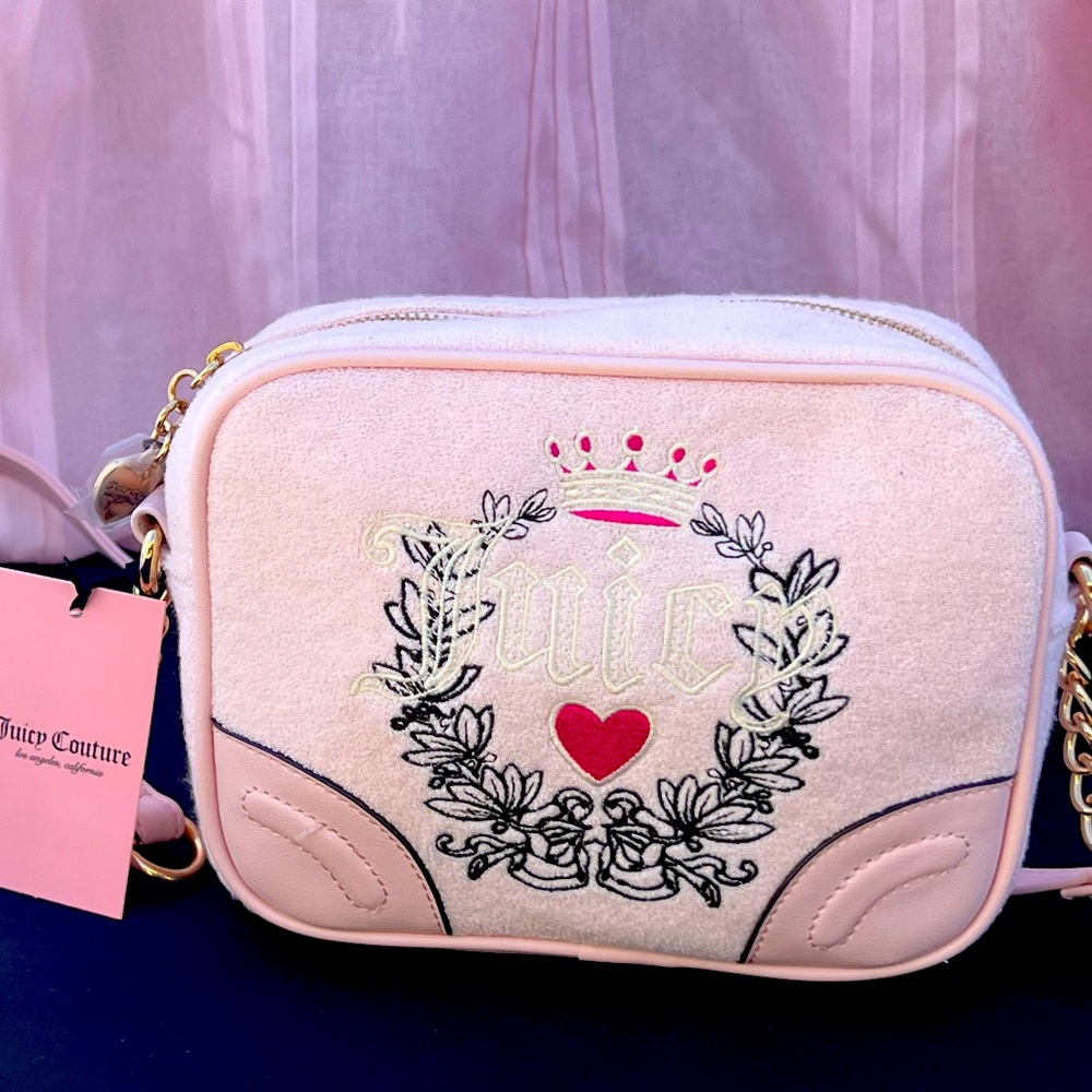 Juicy Couture Blush Pink Embroidered Crossbody Bag